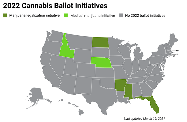 Cannabis ballot initiatives map