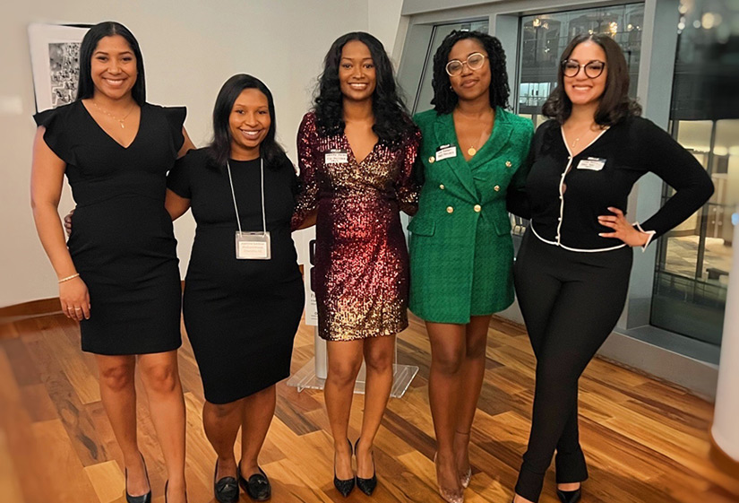 Photo of YBLC board members Kaleigh Darty and Jasmine Gardner, co-founders and VP Lashieka Hardin and president Tyra Pearson, and board member Alisha Harris