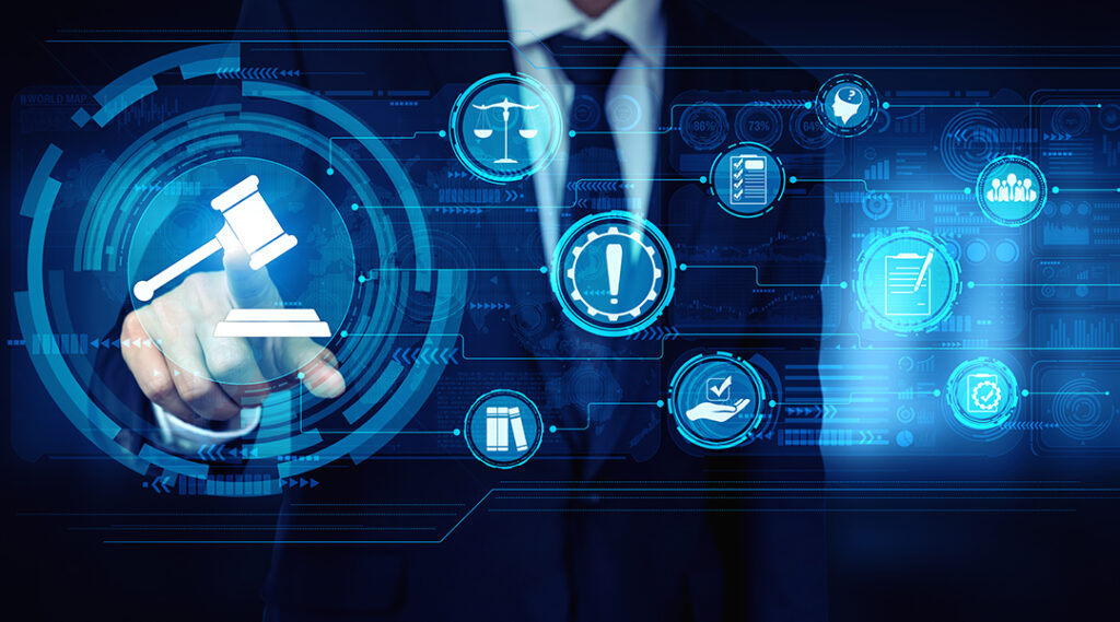 Compliance rule law and regulation graphic interface for business quality policy